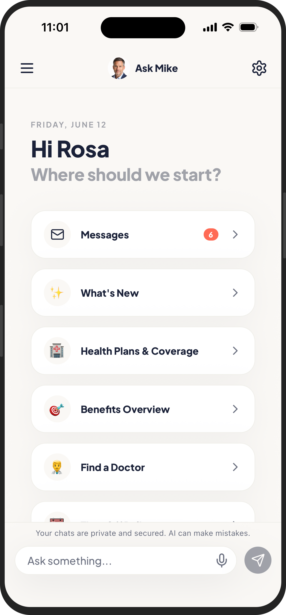 OnKey app open on a smartphone showing a worker asking a question and getting an instant answer